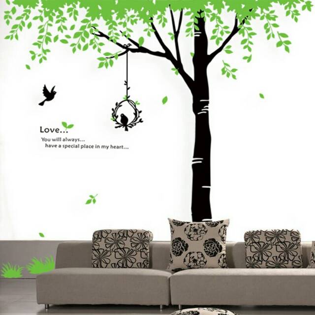 TXXL RELIZA Wall sticker pohon hijau burung BIG GREEN TREE AY719 STIKER DINDING