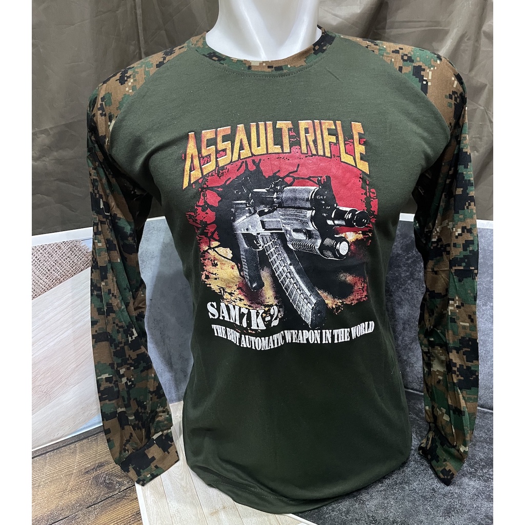 Kaos Raglan Panjang Marpad Riffle - Kaos Rahlan - Kaos Loreng - Kaos Marpad - Kaos Raglan Loreng