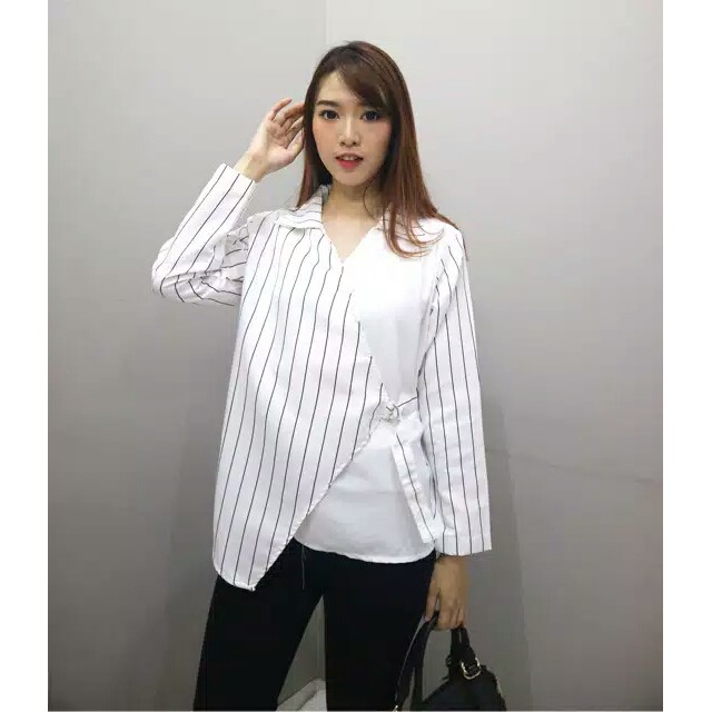 Chamele Blouse Kimono Wanita Motif Salur Symetry Busui 2213