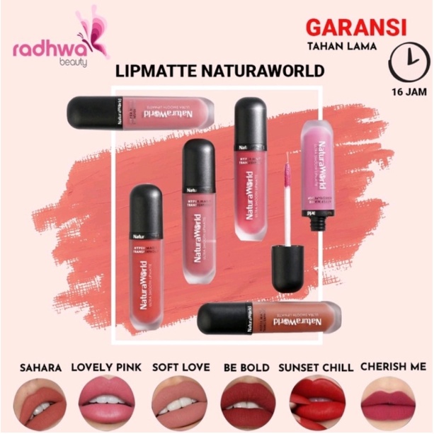 Lipstik Natura World Ultra Smooth Lip Matte - 1 BOX isi 6 Varian