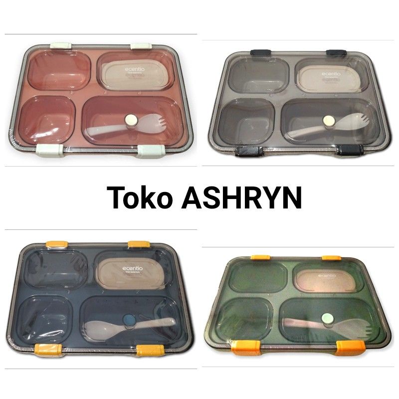 Kotak Makan Ecentio 4 Grid dan 2 Tingkat