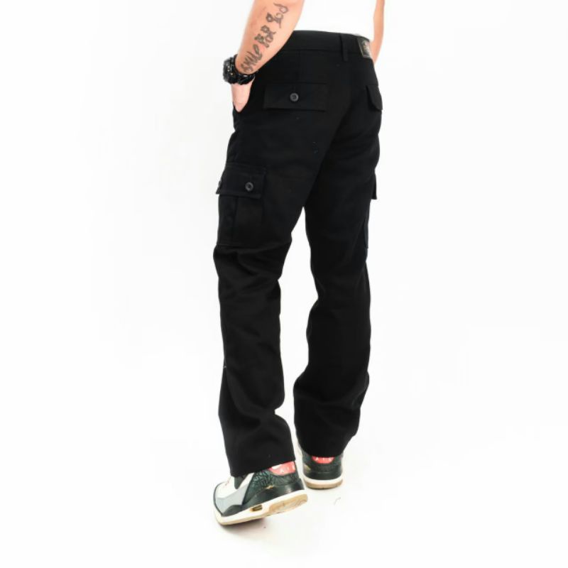 Wisdom Project - Celana Kargo Standar Reguler Fit  Original Non Stretch Canvas premium - Black