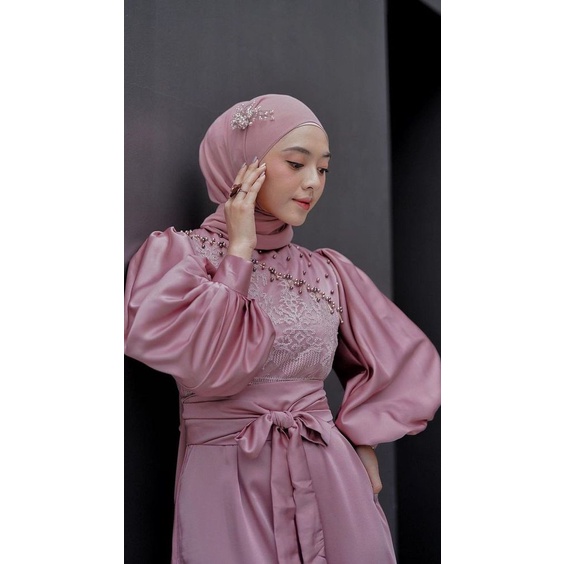 MARUTI collection - GAMIS BRUKAT SATIN MEWAH PESTA PAYET MUTIARA PREMIUM