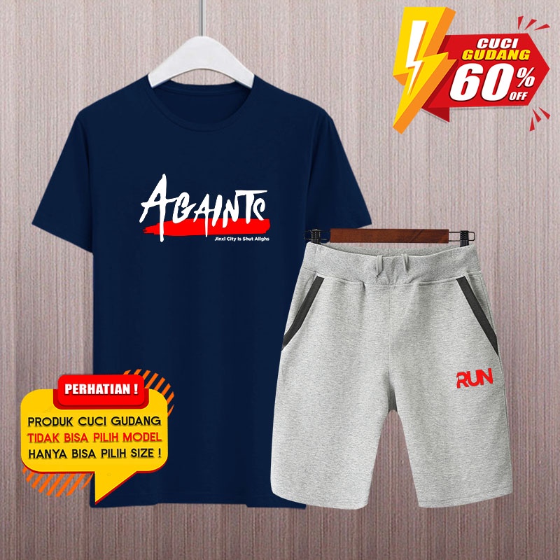 KAOS CELANA SETELAN BAJU  CELANA PENDEK PRIA (RANDOM)