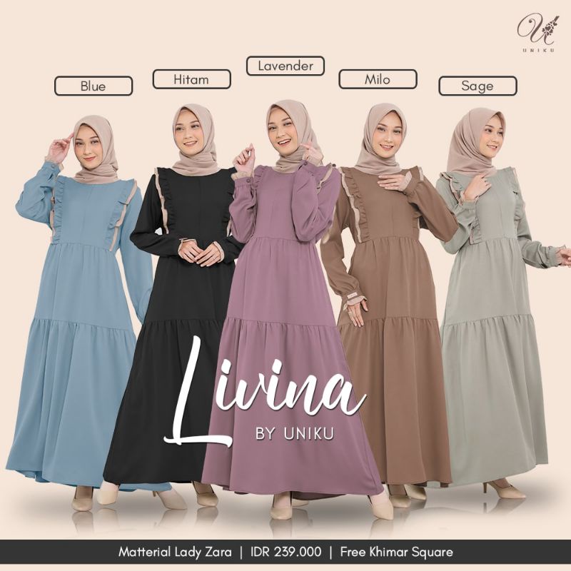 Gamis Premium Livina by Atqeeya|Gamis Polos Adem|Gamis Set Hijab|Gamis Seragam Ngajar|Gamis,Seragam 