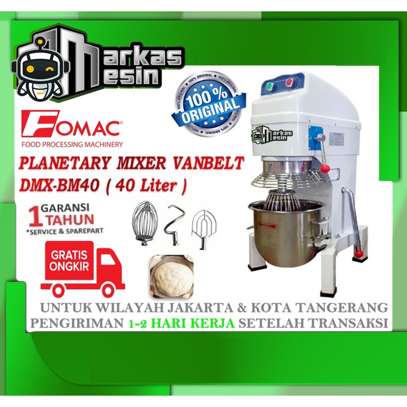 Planetary Dough Mixer Vanbelt 40 Liter Mixer Roti DMX-BM40 FOMAC