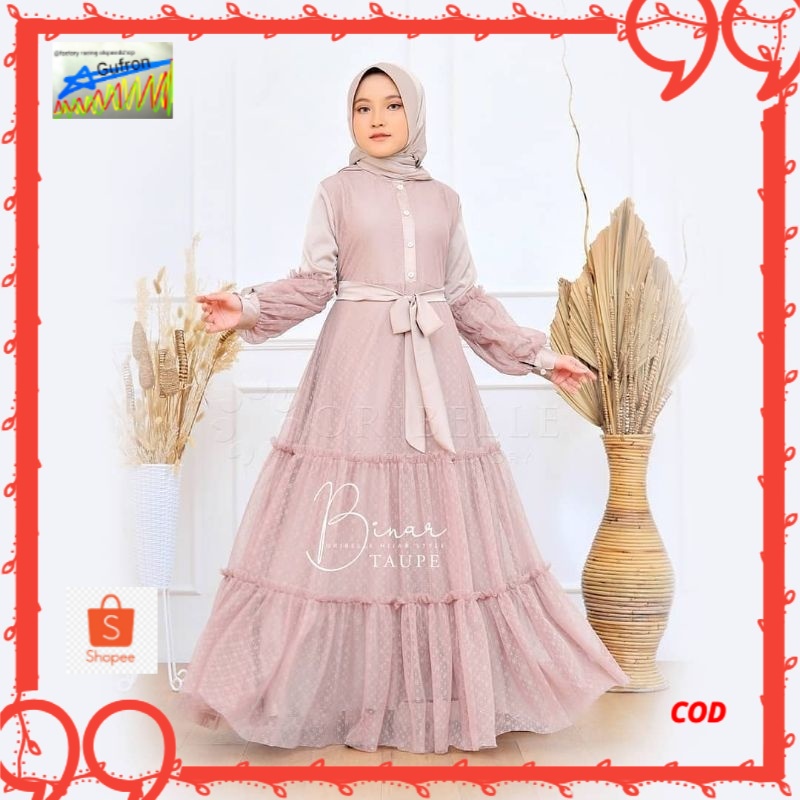 GAMIS ANAK TANGGUNG PEREMPUAN USIA 7-8-9-10-11-12-13-14 TAHUN GAMIS BINAR SYARI KIDS PLUS KERUDUNG G