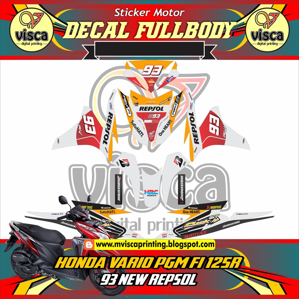 DECAL VARIO PGM FI 125 STIKER MOTOR FULL BODY VARIO  PGM FI 125R 93NEW REPSOL