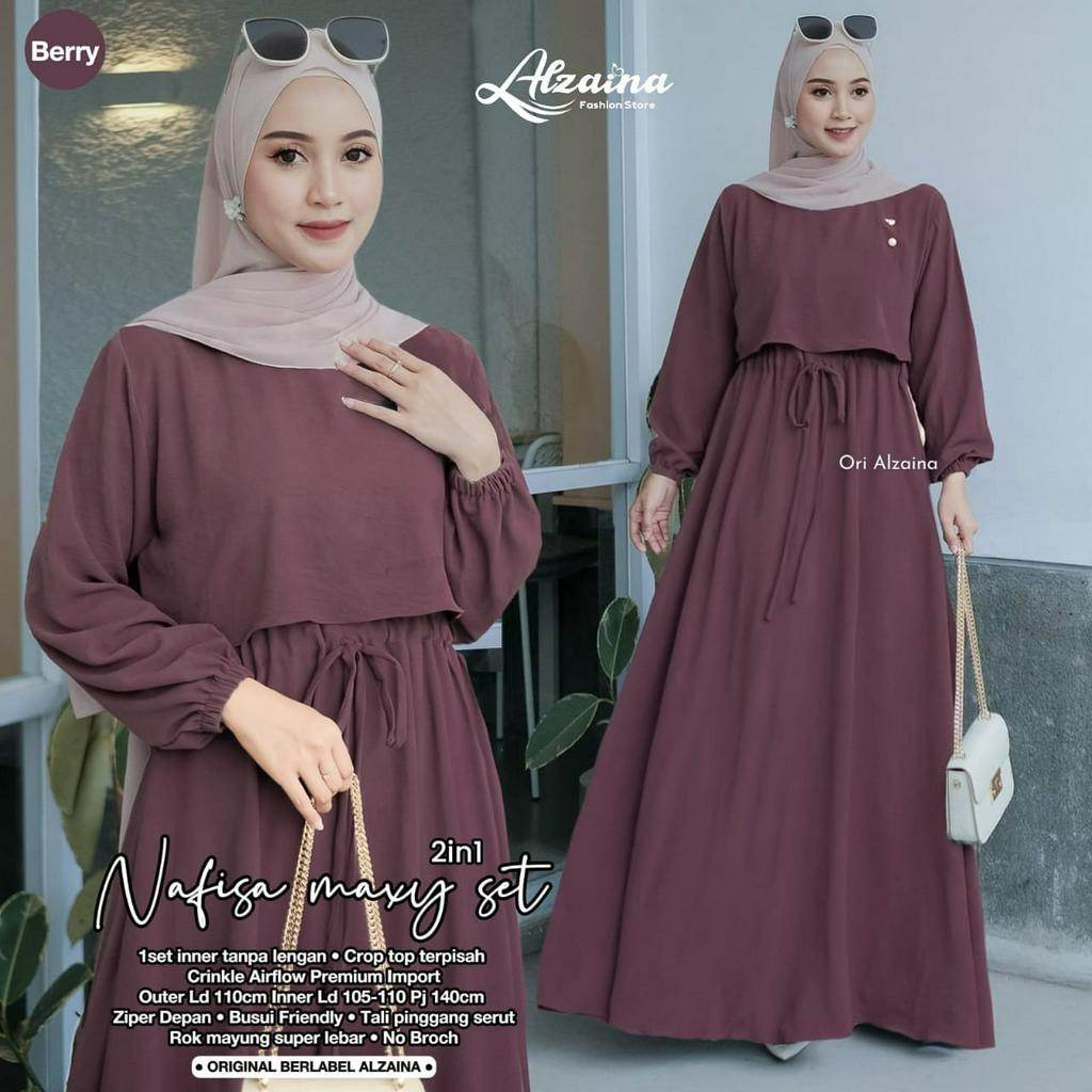 Nafisa One Set Maxy Gamis Muslim Original Produk By Alzaina