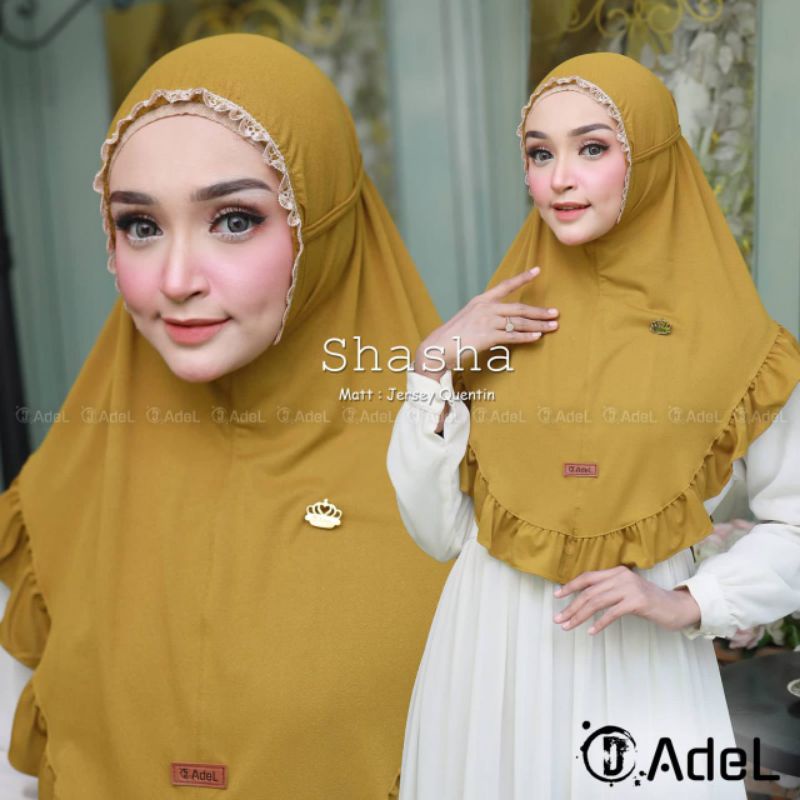 ORI ADEL HIJAB BERGO SHASHA JILBAB SIRIA TALI KERUT MUKENA RUBY PREMIUM ORIGINAL ADEL MZ DOA IBU DOI