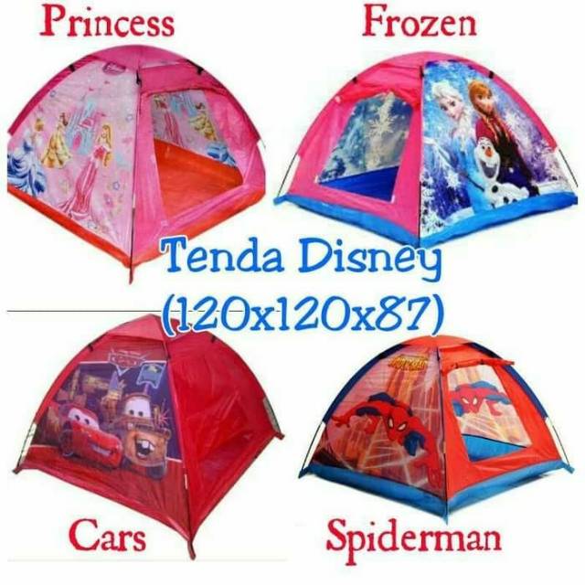 Mainan tenda anak karakter princess frozen cars spiderman murah