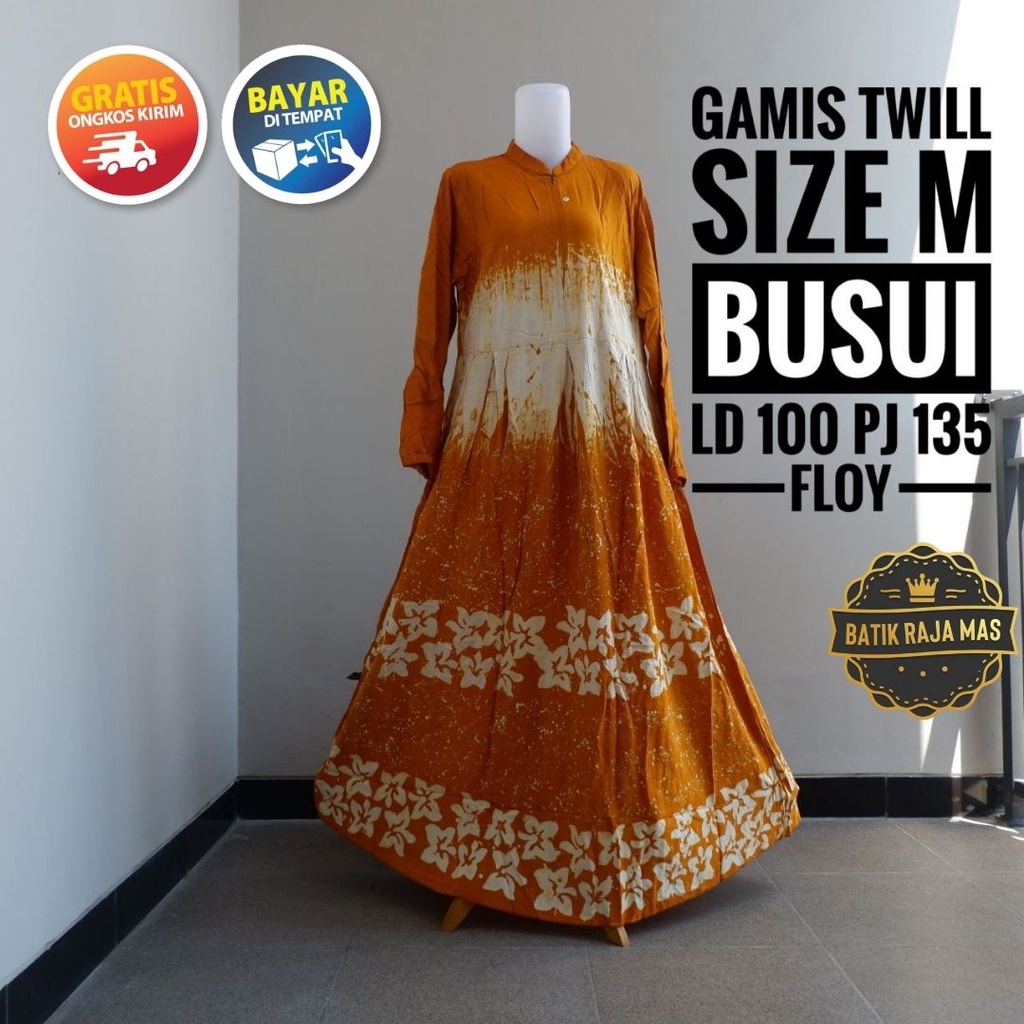 Gamis Wanita Ibu Ibu Orang Tua Dewasa Syari Raya Lebaran Motif Batik Abstrak Twill Ori Pekalongan Bu