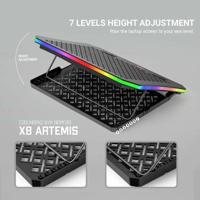 Cooling pad fan Gaming NYK NEMESIS X8 X 8 Artemis Coolingpad RGB