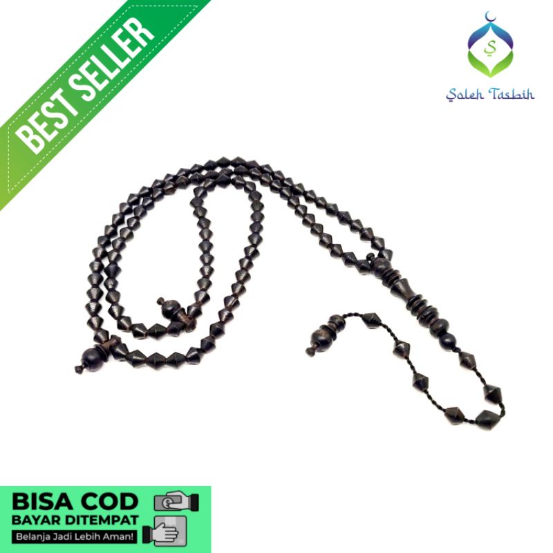 Tasbih Galih Kelor Hitam Motif Wajik Size 6mm_Tasbih Muslim 99 Butir