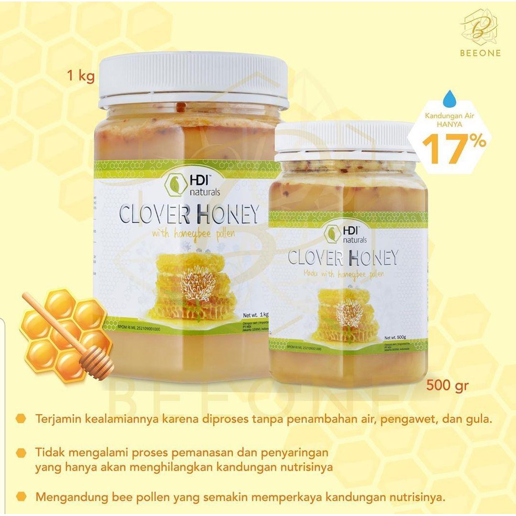 

HDI Clover Honey 500gr & 1kg / 100% madu asli