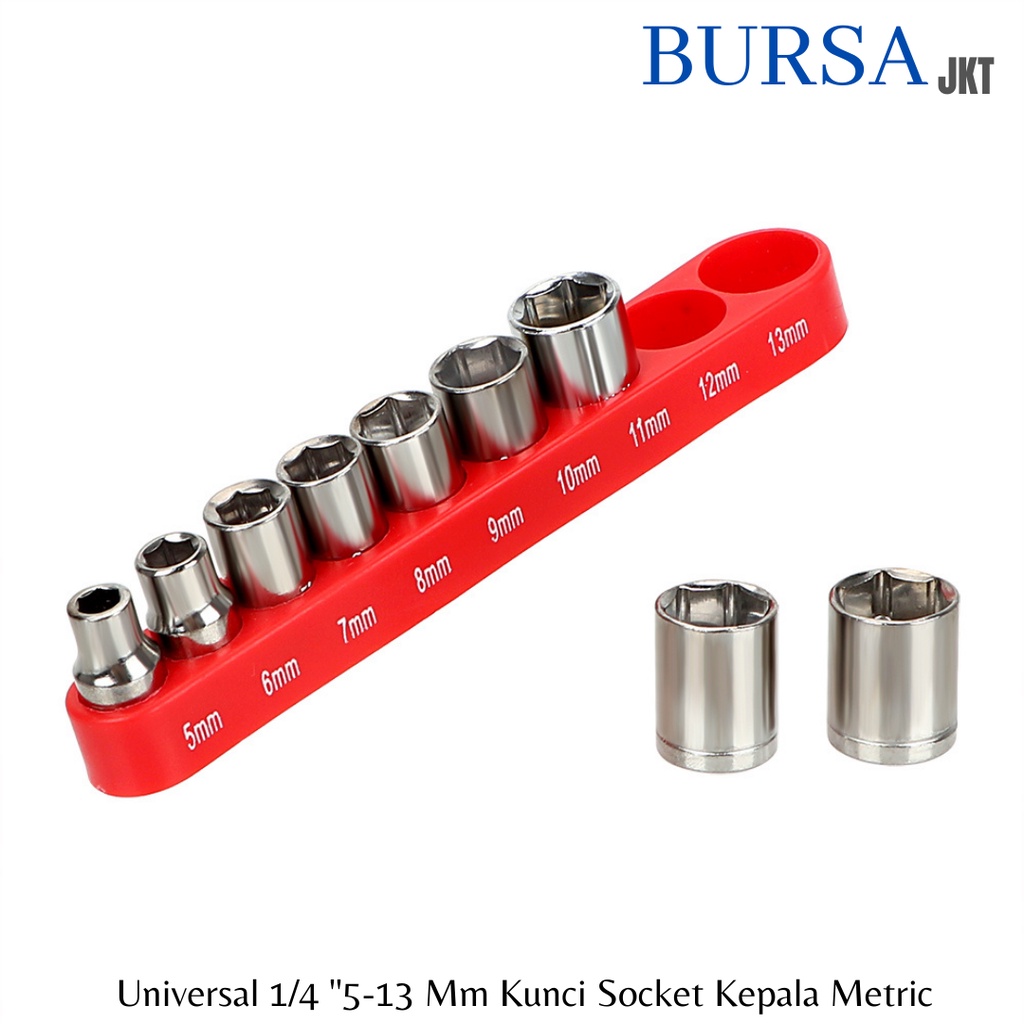 KUNCI SHOCK MINI DRIVER HEX HEAD BIT SOCKET SET KUNCI WRENCH 1/4 ADAPTER 5/6/7/8/9/10/11/12/13 MM 9 PCS / PC