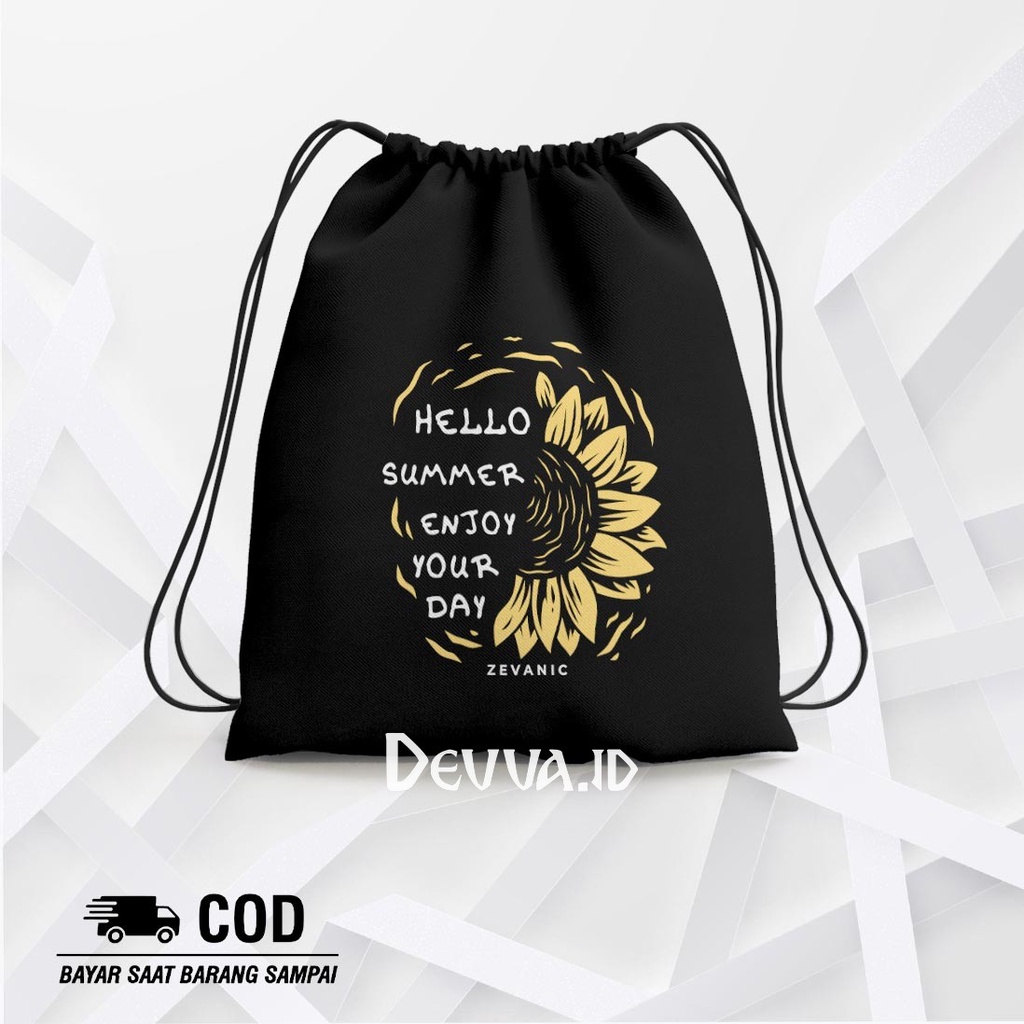 Tas Serut Hello Summer String Bag Bts Muat Banyak Barang Ukuran 36 X 31 Cm | Devva.Id