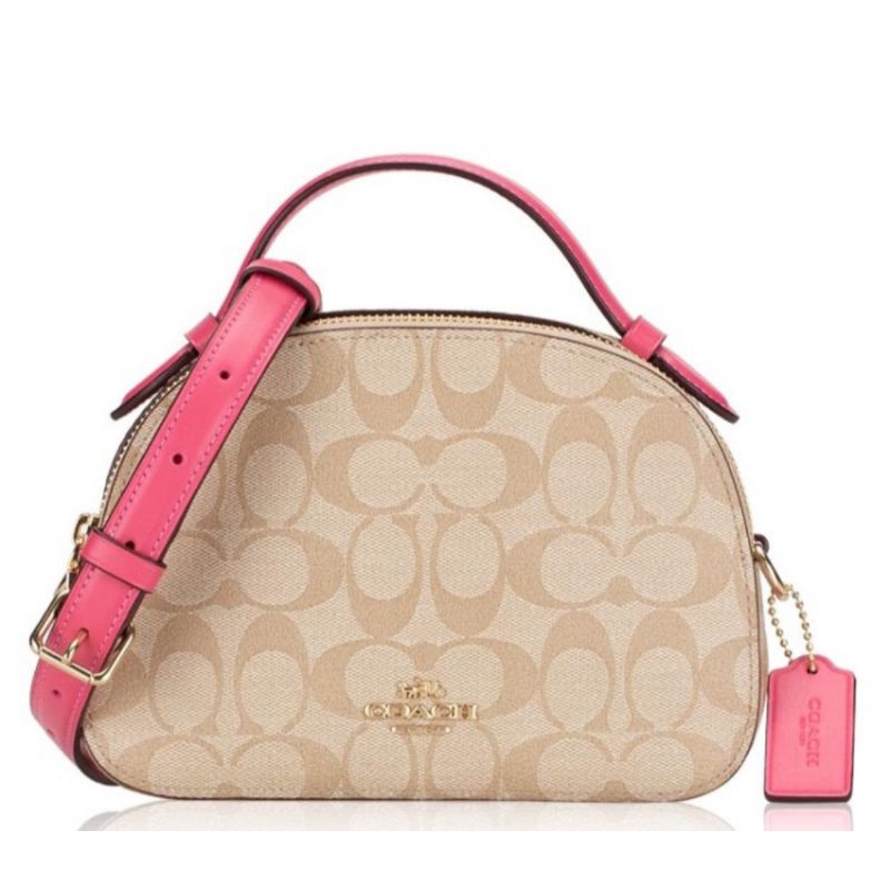 Coach Serena Satchel In Signature Canvas-Light Khaki/Confetti Pink(1591)