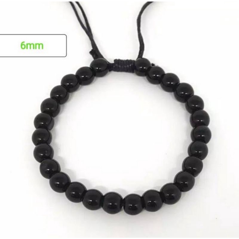 Gelang Kesehatan Black Jade Bulat Hitam/Anti Karat/Gelang pria Wanita/New Arrival/COD/AGAM AKSESORIS