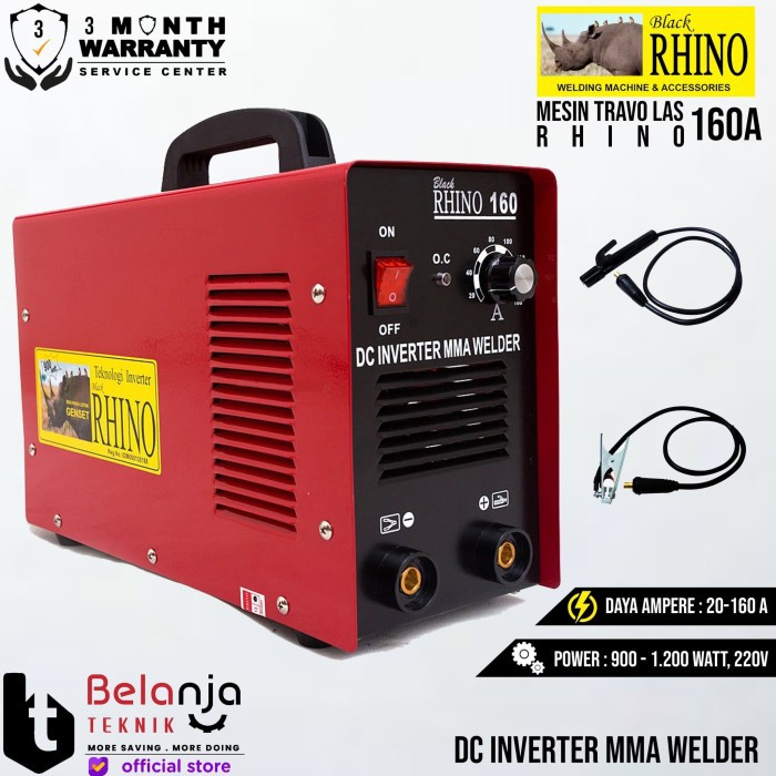 Rhino Mesin Travo Las 160 A Las Inverter 900 Watt Rhino 160A Merah