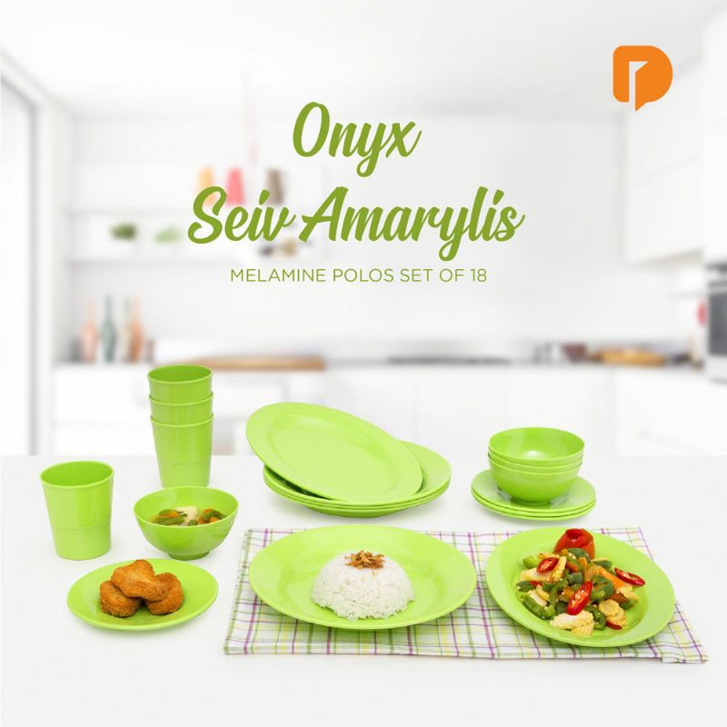 Onyx Seiv Amaryllis Melamine Polos Set 18