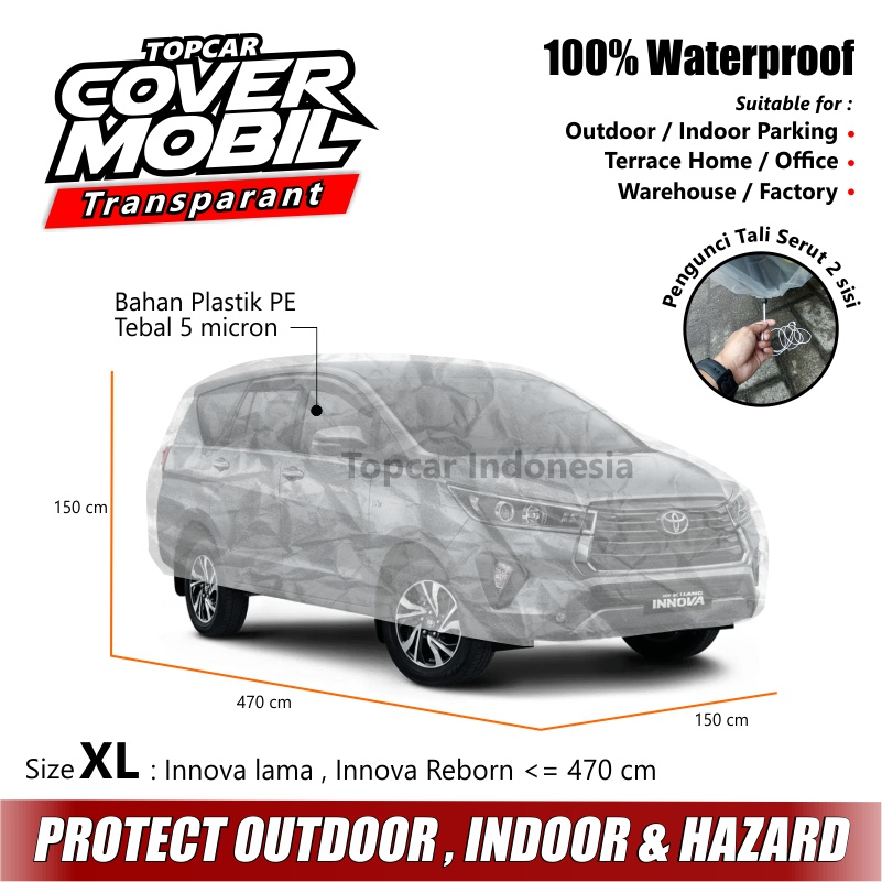 Cover Mobil Transparan Mitsubishi Xpander Cross Exceed Plastik Tebal Plastik Waterproof Outdoor Indoor Part Mobil Aksesoris Exterior Selimut Pelindung Anti Air Debu Kotoran Hewan Teras Gudang RumahPREMIUM QUALITY