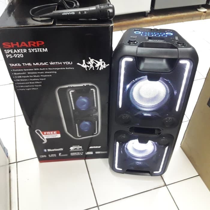 SPEAKER PORTABLE SHARP BLUETOOTH-USB-KARAOKE PS-920 FREE MIC