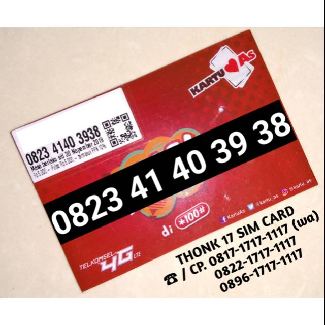 Nomor Cantik Kartu As Seri Urut 0823 4140 3938