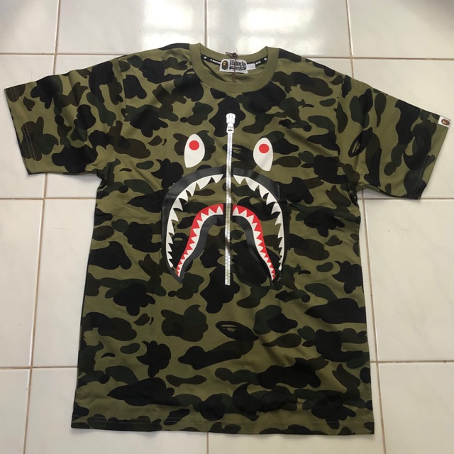 Kaos A BATHING APE MEN'S BAPE 1st FIRST CAMO SHARK TEE Jepang Original