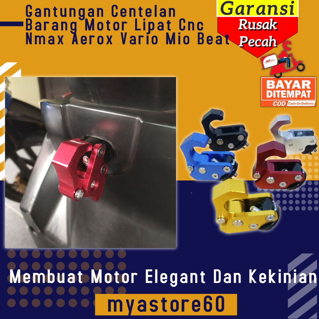 Gantungan Hook Centelan Aksesoris Variasi Barang Motor Lipat Cnc Nmax Aerox Vario Mio Beat