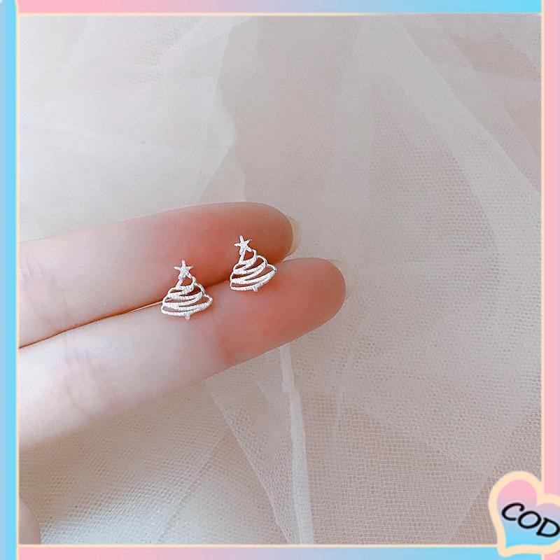 COD❤️ S925 Silver Stud Earrings untuk Siswa Perempuan Anting Desain Kecil Serbaguna Sederhana-A.one