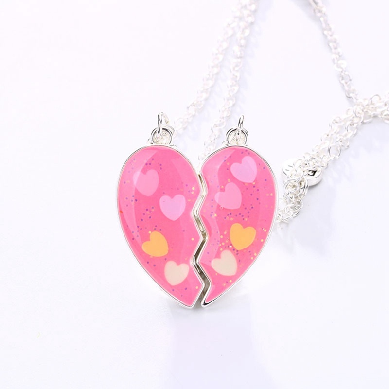 2pcs / Set Kalung Rantai Magnet Bentuk Alpukat Hati Untuk Hadiah Anak Perempuan