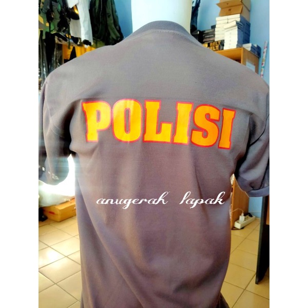 kaos polisi coklat sablon,kaos dalam