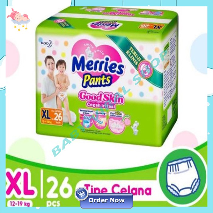 Merries Pants Good Skin XL26 Popok Celana Merries Size XL Ekonomi Diapers Merries Popok Celana NS 23