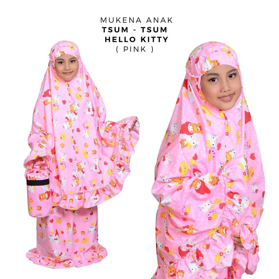 Mukena Anak Katun Tsum - Tsum HK Pink ( Tas Tabung )