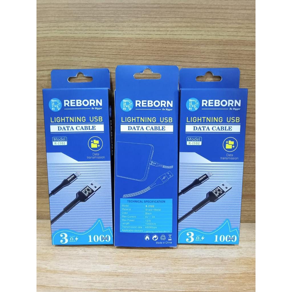 Reborn R-L100 Kabel Data Lightning Fast Charge 3A Kabel Lightning 1M