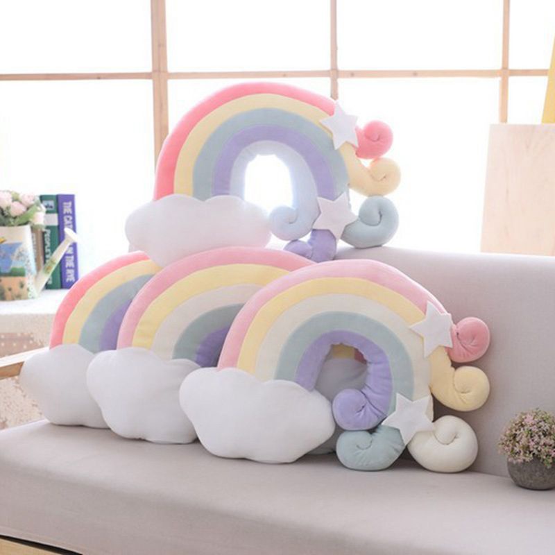 53*40cm Rainbow Plush Sofa Pillow Cushion Sleeping Pillow Cloud Moon Home Decoration Toy Propitious Cloud Moon Shell