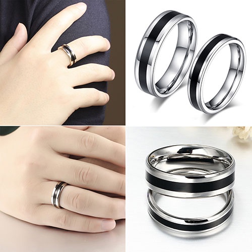 Hu Hu Hu Hu Hu Alat Bantu Pasang Kacamata♡ Cincin Bahan Titanium Stainless Steel Warna Hitam Untuk Pria Dan Wanita