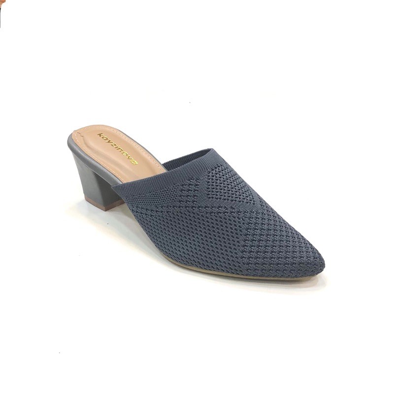 Sandal Selop Wanita Bustong 5cm upper rajut import