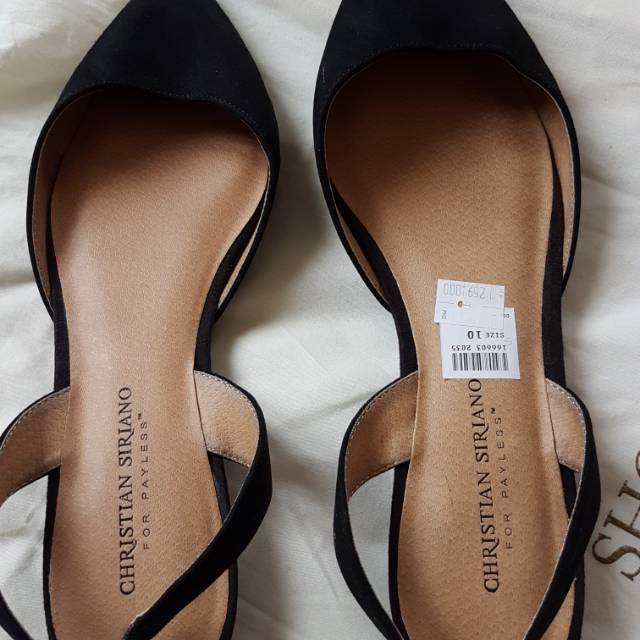 Sepatu sendal wanita elegan hitam flat Christian Siriano ukuran 10. Rp 180.000,-