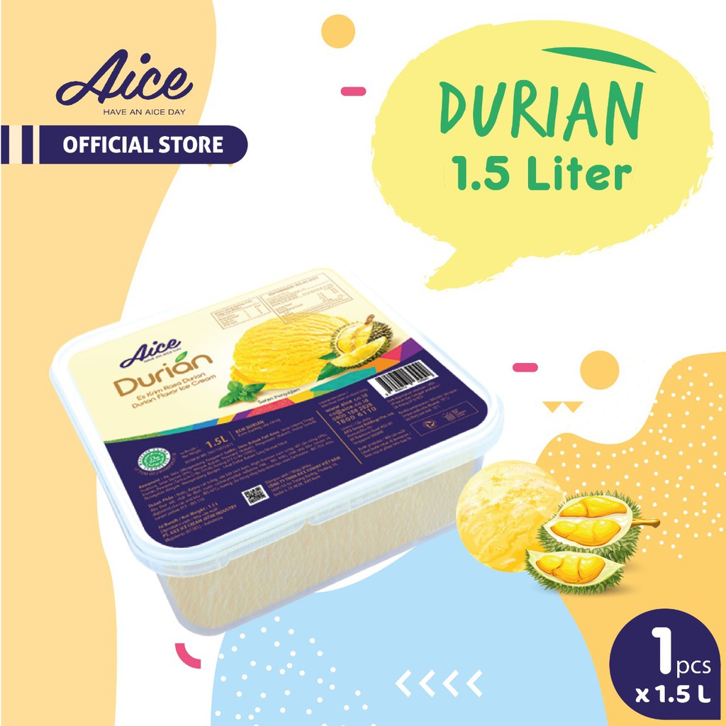 

Aice Ice Cream Durian 1.5L Es Krim isi 1 pcs Eskrim rasa durian