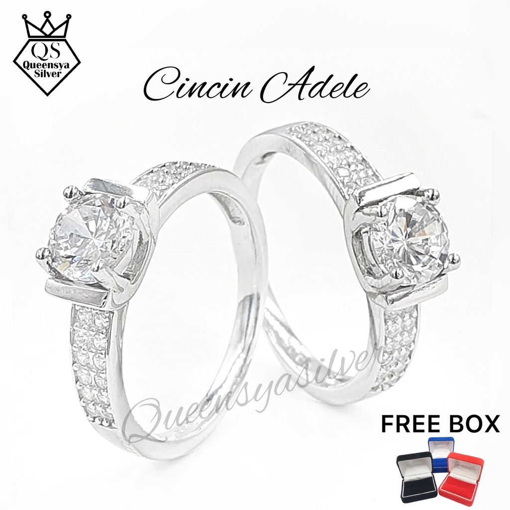 Cincin Perak Asli Silver 925 || Lapis Emas Putih || Model Cincin Berlian Soliter Full Permata Kecil