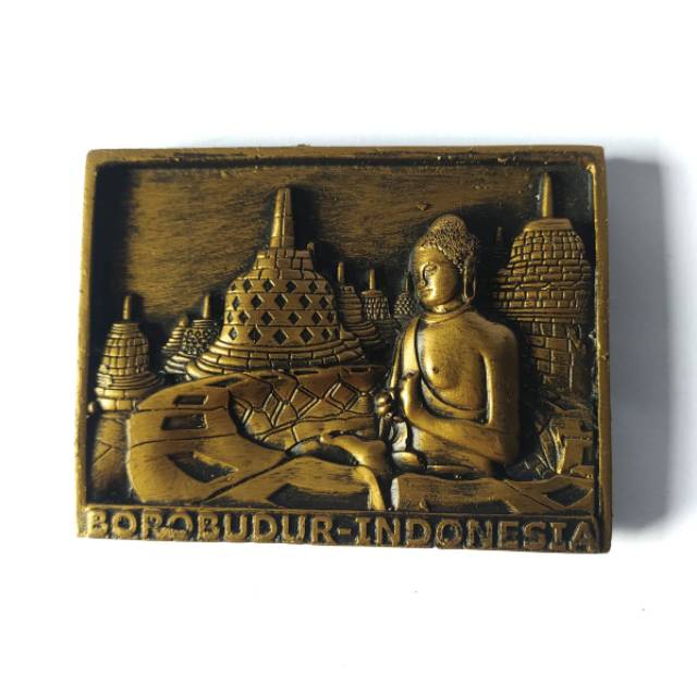 SOUVENIR MAGNET KULKAS STUPA CANDI BOROBUDUR INDONESIA TIMBUL 3D RELIEF - DEKORASI RUMAH