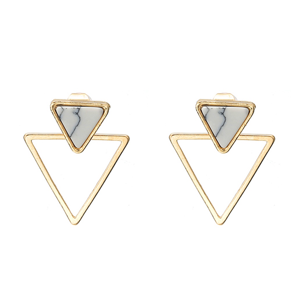 Hu Hu Hu Hu Hu Alat Bantu Pasang Kacamata♡ Anting Tusuk Gantung Desain Segitiga Ganda Hollow Gaya Simple Untuk Wanita