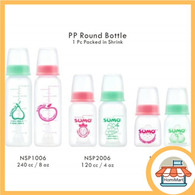 homimart I Ninio Sumo Round Bottle 120ml dan 240ml || 150ml dan 250ml  Botol Dot Bayi Ninio