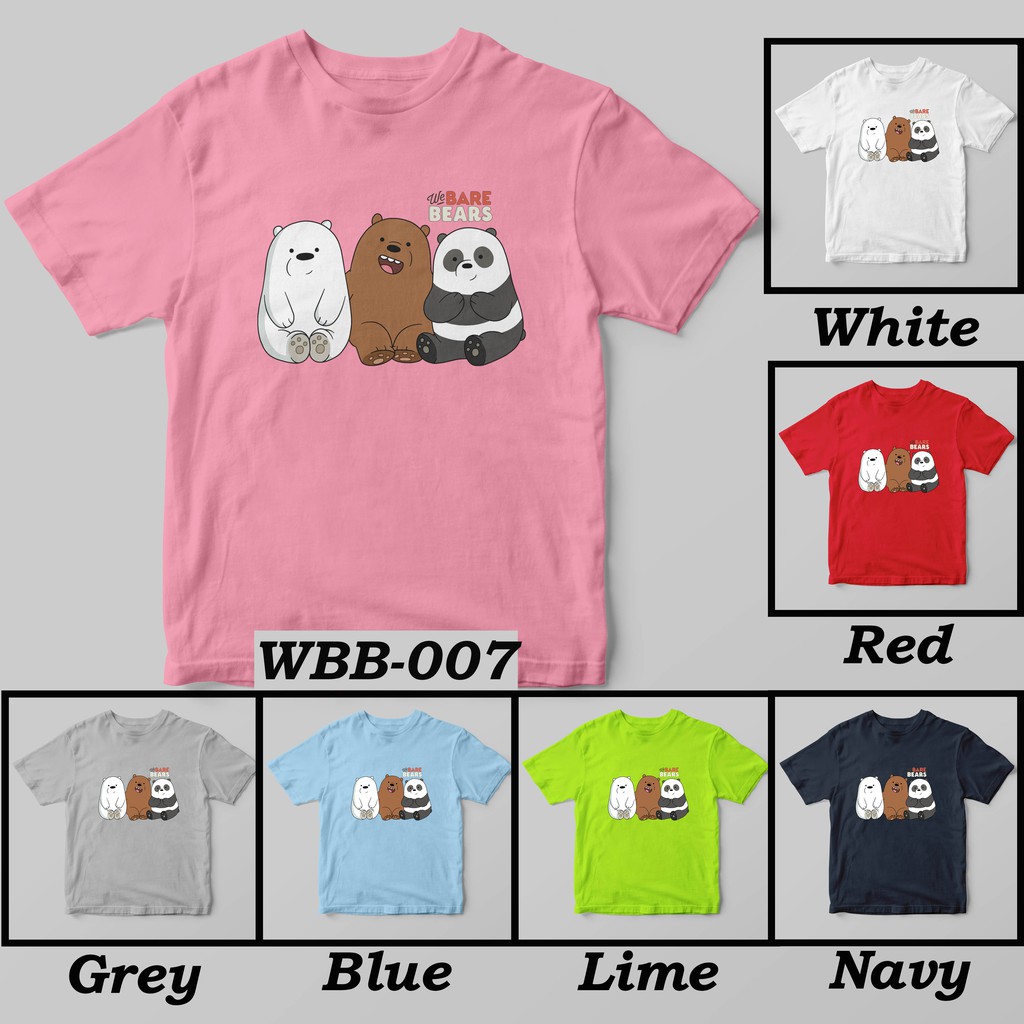 [FREE NAMA !!] Kaos Anak &amp; Family We Bare Bears 100% COTTON PREMIUM