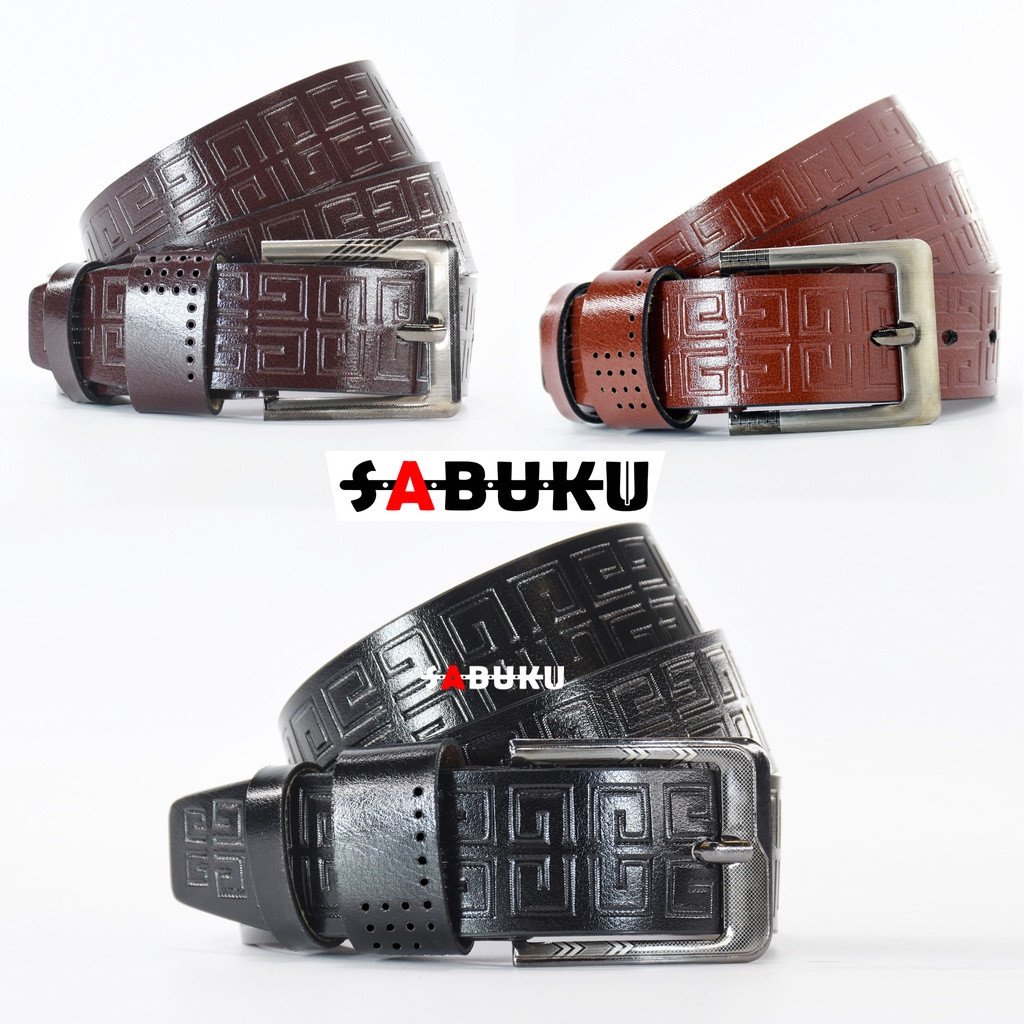 Ikat Pinggang pria Sabuk Model Jarum Kulit Sintetis Men Belt Sabuk Clasic Gesper Pria -170