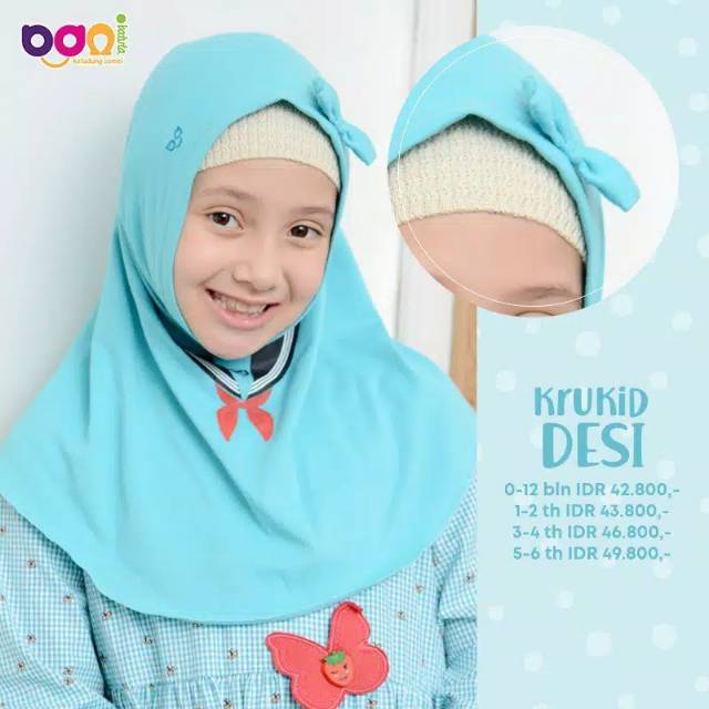 BANI Batuta Krukid Desi - Kerudung Anak Rabbani - Jilbab bayi murah - No pet pita