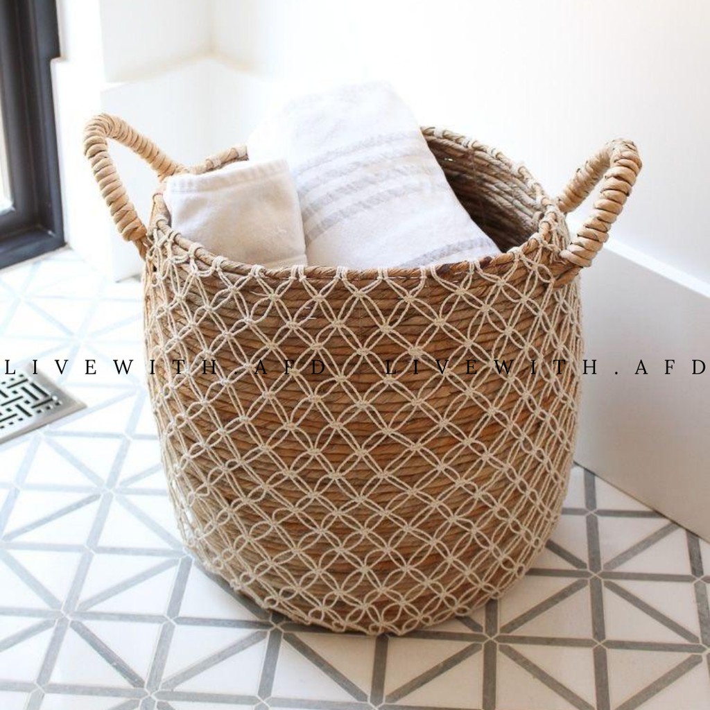 KERANJANG BANANA GENTONG BASKET BANANA WHITE MACRAME 