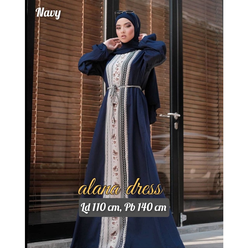 Alana Dress - Gamis Terbaru Rayon Premium Abaya Syahrini Turkey Lengan Panjang Busui Dress Wanita Muslim Kekinian